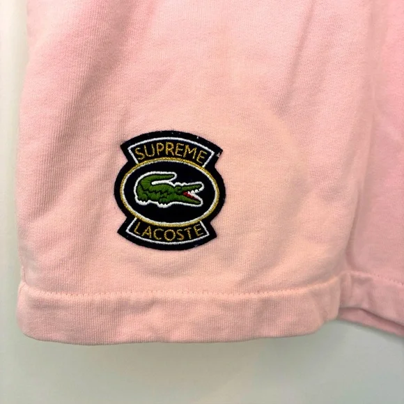 Lacoste Live! X Supreme Pink Drawstring Elastic Waist Shorts Terry Style Large - Picture 3 of 9